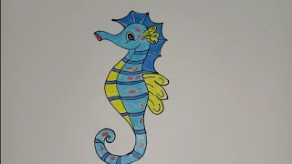 How to draw a Seahorse / Seahorse drawing step by step / Drawing Seahorse /Seahorse drawing for kids