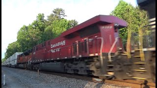 NS 283 (With CP Locomotive \u0026 BNSF ACe Trailing) Flying Thru Norcross Georgia! 5/27/2023