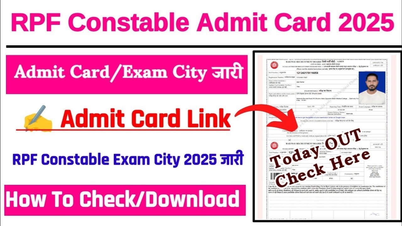 Rpf Exam City Exam Date 2025 Kaise Check Kare Rpf Constable Admit