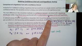 Stat 243 Module 7 Video 3 Relating Confidence Intervals and Hypothesis Testing