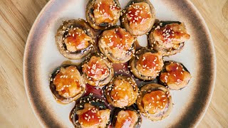 Stuffed mushroom with shrimp paste, easy to cook, one bite, tender and juicy!