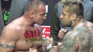 Pudzianowski vs Popek weighing 116 kg KSW37, Circus of Pain Gala in Krakow