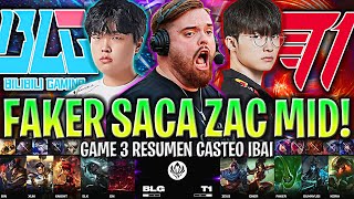 FAKER JUEGA ZAC MID Y PASA ESTO!😱 | T1 vs BLG Game 3 SEMIFINAL MSI 2024 ESPAÑOL IBAI LVP