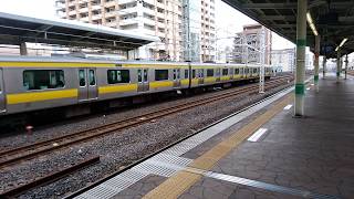 市川駅　総武線各駅停車（津田沼行）＆総武快速線（千葉行）入線シーン【20180910】