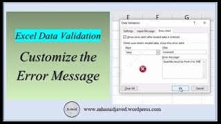 Excel data validation - How to customize the error message or error alert