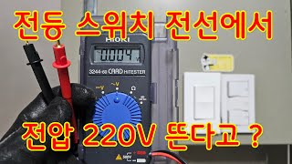 전등 스위치 전선에서  전압 220V🆘️ 뜬다고?