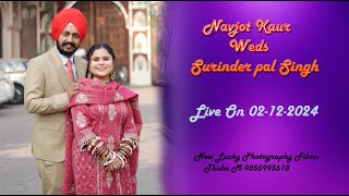 Live Wedding Ceremony Navjot Kaur Weds Surinder pal Singh, New Lucky Photohraphy Thoba 02-12-2024