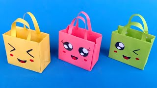 Origami Paper Bag | How To Make Paper Bags with Handles | Origami Gift Bags | school hacks