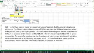 LP Word Problem Using Solver