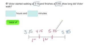 AdaptedMind Math - Elapsed Time in Quarter Hours, Question #1