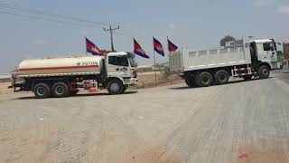 ឡានបែន ប្រហែល 2000 truck បើកការដ្ឋានសាងសង់ផ្លូវល្បឿនលឿន ភ្នំពេញ កំពង់សោម