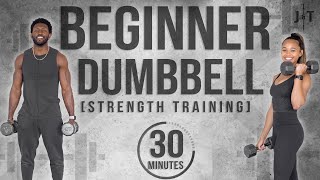 30 Minute Full Body Beginner Dumbbell Workout [With Modifications]