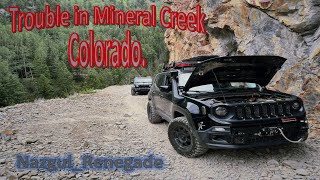 Jeep Renegade off road in Mineral Creek Colorado