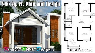 800 sqft വീടിൻറെ പ്ലാൻനും എലിവഷനും. 800 sq. ft. Low Budget house plan and  design #trendinghome