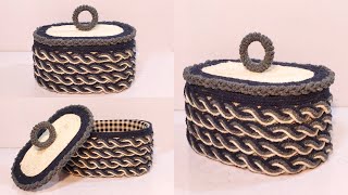 DIY💡MADE THIS BEAUTIFUL BASKET FROM CARDBOARD / DIY CRAFT IDEA /JUTE ROPE BASKET / ROPE BASKET