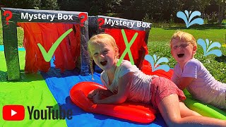 DON'T SLIP 'N SLIDE INTO THE WRONG MYSTERY BOX! (Backyard water slide challenge)