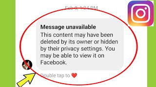 Instagram | Message unavailable This content may have been deleted by its owner or hidden by