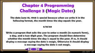 Chapter 4 Challenge 3 - Magic Dates