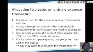 Allocation of expense, classes, and customers in QuickBooks