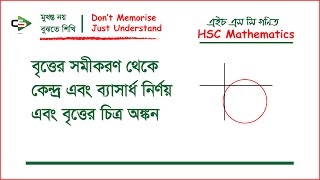 বৃত্তের সমীকরণ থেকে কেন্দ্র ও ব্যসার্ধ নির্ণয় ।। Center and radius from circle