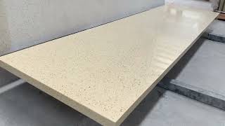 Beige Galaxy Star Sparkling Quartz With Glass Countertops