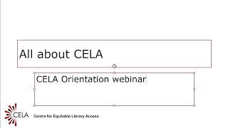All about CELA: Orientation webinar for public library staff