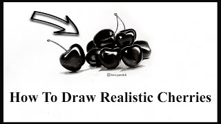 How To Draw Cherry (Cherries) | Hyperrealistic Cherries Step By Step | Easy Drawing Tutorial