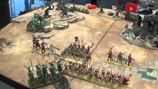 Warhammer Fantasy Battle Report 5200 pt :Lizardmen and Legion of Undead vs Tomb King and Wood Elves