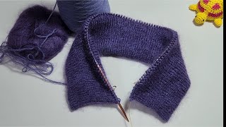 Double knitting (카라 뜨기:두겹 합친후, 더블니팅으로 엣지만들기)~♡