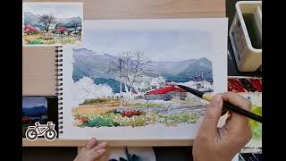 곧 봄   시골풍경/어반스케치/watercolor /urban sketche