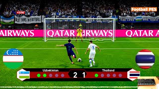 Uzbekistan vs Thailand - Penalty Shootout 2024 | AFC Asian Cup 2023 1/8 Final | PES Gameplay