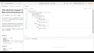 Daily leetcode problem for 1758. Minimum Changes To Make Alternating Binary String in python