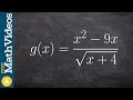 How to write the domain of a function when the radical is in the denominator