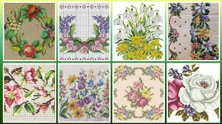 Floral cross stitch Hand embroidery  thick cotton / Beautifull Hand cross stitch