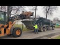 Fairport DPW Leaf Collection - Loadmaster Rear Loader Garbage Truck + Freightliner Leaf Vacuum