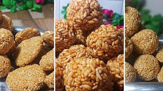 5 min में बनाये तिल और मुर्मुरा के laddu- गुड़ तिल लड्डू - गुड़ murmura लड्डू। मकर संक्रांति  recipe