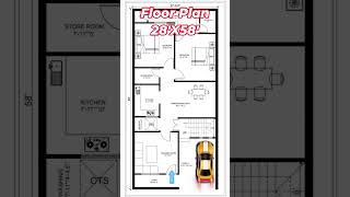 28 X 58 HOUSE PLAN,28 BY 58 HOME PLAN #shorts #homedesign #gharkanaksha #trendingshorts #housedesign