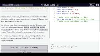 Lesson 38 | Basic JavaScript | Word Blanks