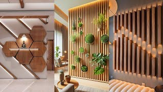 Wooden Wall Home Decor | Wooden Wall Panels | Wood Slat Wall Living Room Decor | Accent Wall Lights