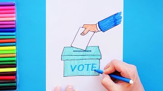 How to draw Voting - Ballot Box and Vote