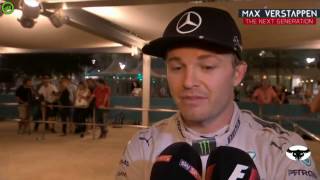 Nico Rosberg's reaction on Max Verstappen after winning the Championship!