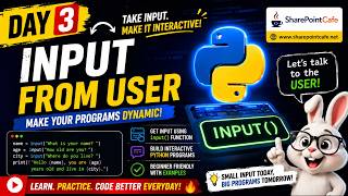Python Tutorial Day 3 | Input From User in Python | Beginner Python Course #pythontutorial #python