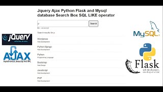 Jquery Ajax Python Flask and Mysql database Search Box SQL LIKE operator
