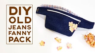 Diy Old Jeans Fanny Pack | 牛仔腰包教学分享#HandyMum ❤❤