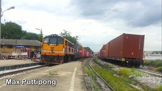 รถไฟขนสินค้าวิ่งสวนกันเข้าหลีกที 2ขบวน ที่สถานีรถไฟบางซื่อ Freight train