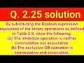 Q. 2.25: By substituting the Boolean expression equivalent of the binary operations as defined in