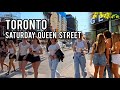 Toronto Saturday Queen Street West Downtown walking Tour Canada 4K