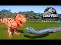 THE DINOSAUR KING TYRANNOSAURUS REX VS TITANOBOA SNAKE - DINOSAUR BATTLE || JURASSIC WORLD EVOLUTION