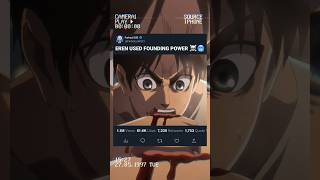 Eren Used First Time Founding Power ☠️🥶 #shots #aot #erenyeager #ytshorts #eren #foryou#eren