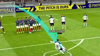 David Beckham free kick tutorial efootball 23 mobile